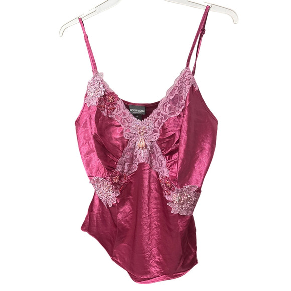 Bisou Bisou Vintage Camisole Fairy Mermaidcore-Sz 4-Satin Lace Beaded Top Y2K - Picture 1 of 7